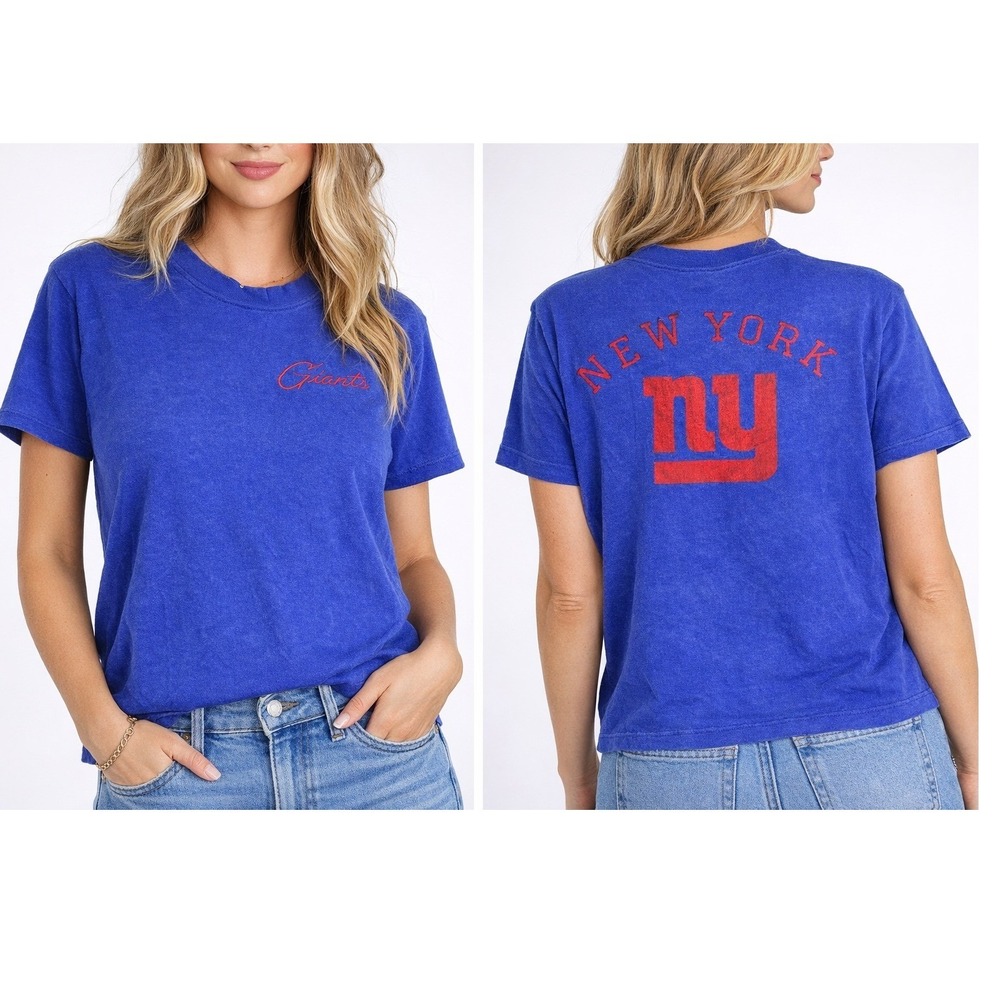 NWOT Junk Food New York Giants Womens Blue Graphic T Shirt Size Small NFL